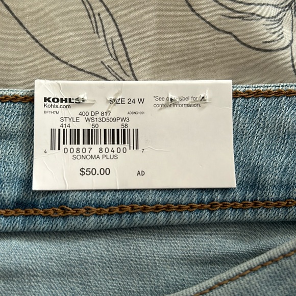 🎉HP🎊🆕NWT Size 24W Sonoma Straight Crop Jeans - Picture 5 of 5